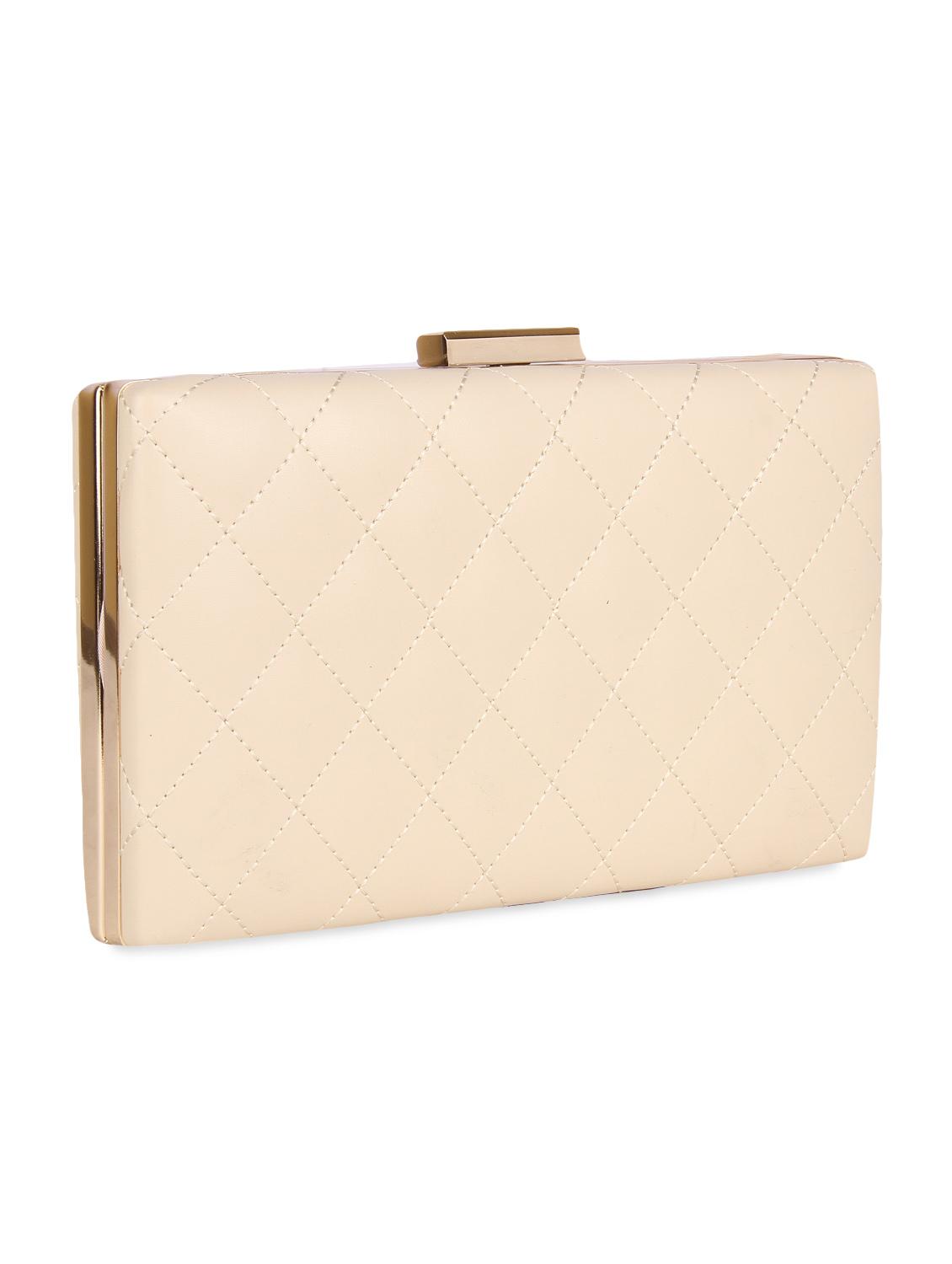 beige leatherette textured box clutch - 9653871 - Zoom Image - 5