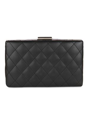black leatherette textured box clutch - 9653872 - Standard Image - 2
