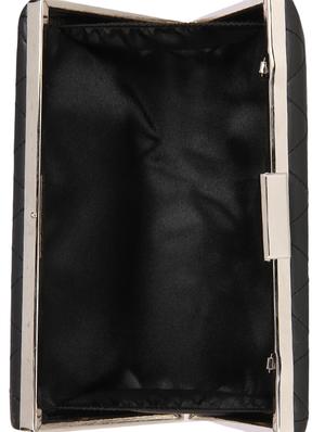 black leatherette textured box clutch - 9653872 - Standard Image - 3