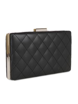 black leatherette textured box clutch - 9653872 - Standard Image - 5