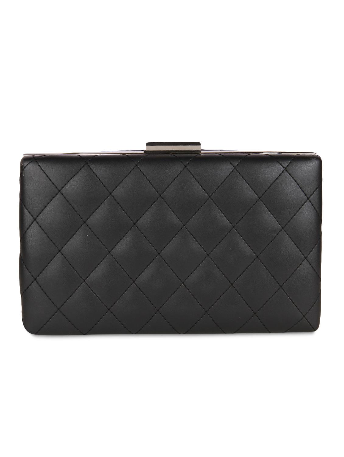black leatherette textured box clutch - 9653872 - Zoom Image - 2