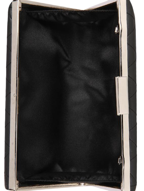 black leatherette textured box clutch - 9653872 - Zoom Image - 3