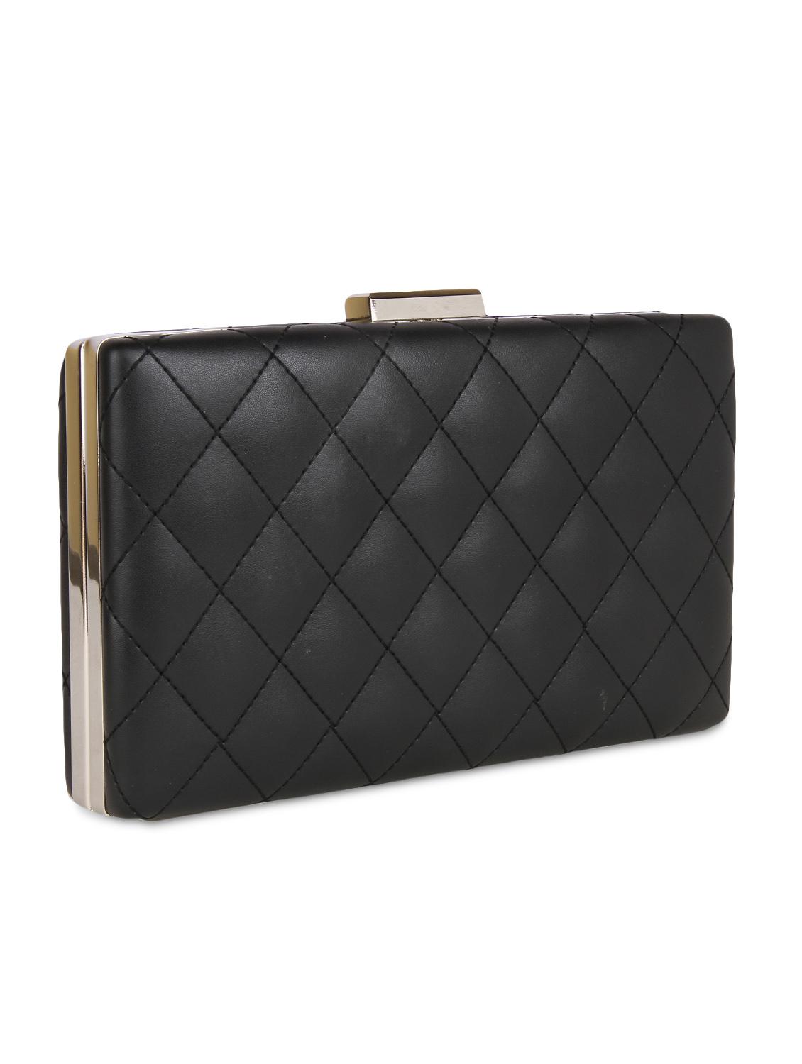 black leatherette textured box clutch - 9653872 - Zoom Image - 5