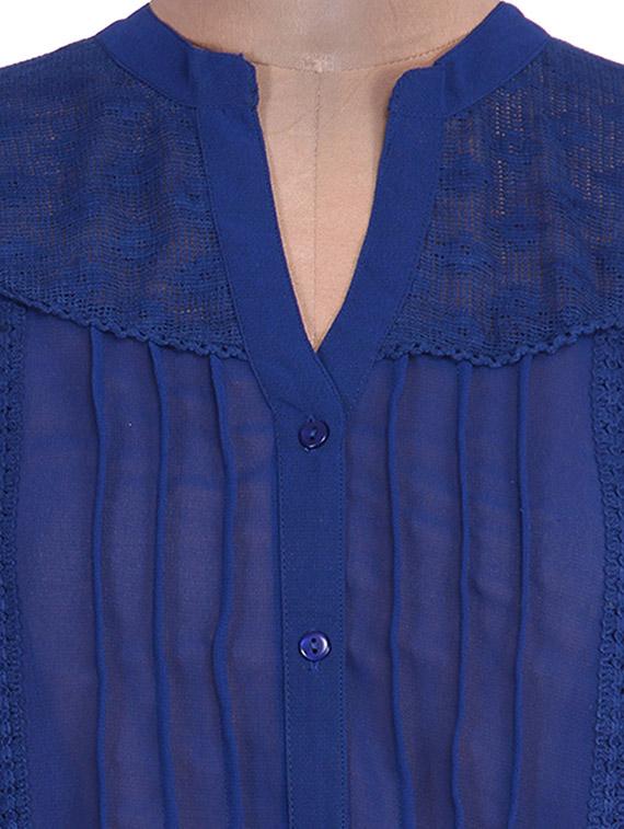 lace insert pin tuck shirt - 9654796 - Zoom Image - 4