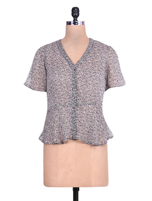 v-neck floral button up top - 9654799 - Standard Image - 1