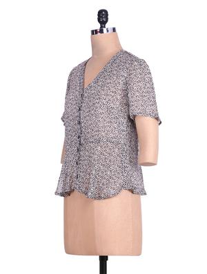 v-neck floral button up top - 9654799 - Standard Image - 2