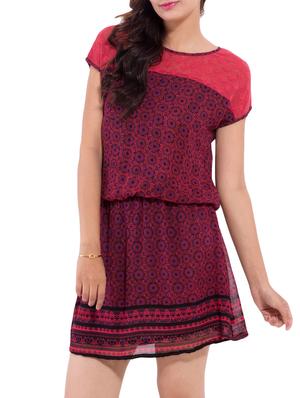 mesh panel blouson dress - 9654812 - Standard Image - 2