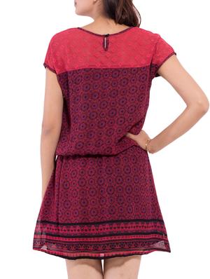 mesh panel blouson dress - 9654812 - Standard Image - 3