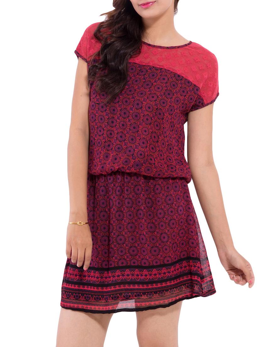mesh panel blouson dress - 9654812 - Zoom Image - 2