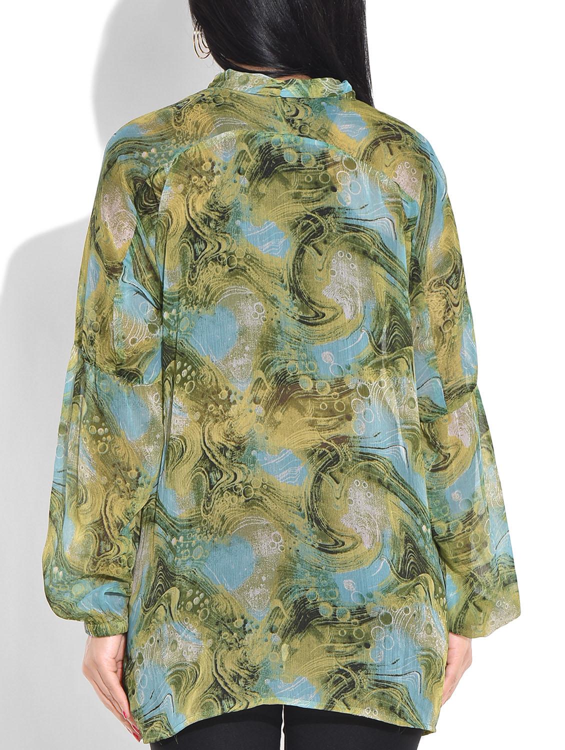 green floral print poly chiffon top - 9655107 - Zoom Image - 3