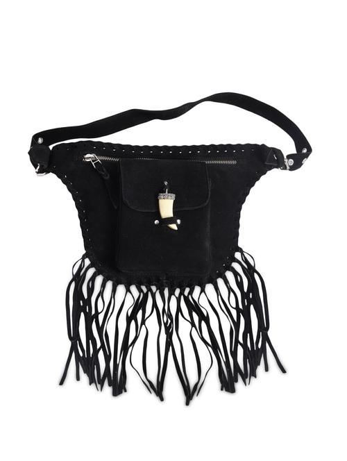 solid black suede leather slingbag - 9655735 - Standard Image - 1