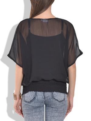 solid black kimono top - 9656422 - Standard Image - 3