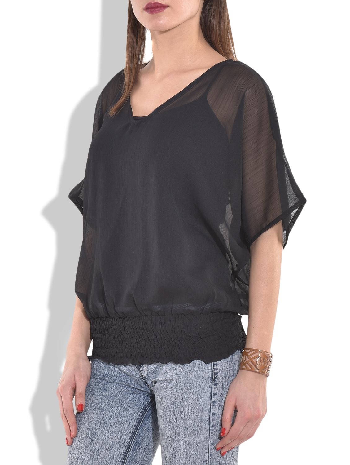 solid black kimono top - 9656422 - Zoom Image - 2