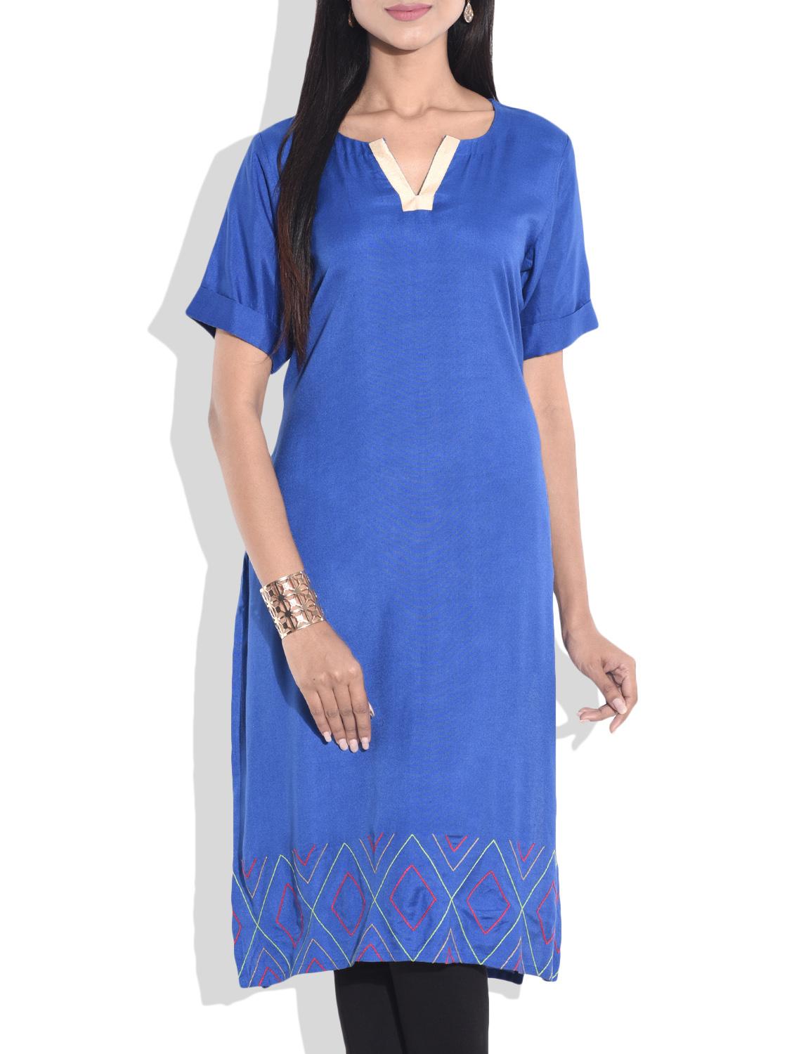 blue rayon kurti - 9657148 - Zoom Image - 1