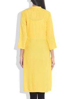 yellow rayon kurti - 9657151 - Standard Image - 3