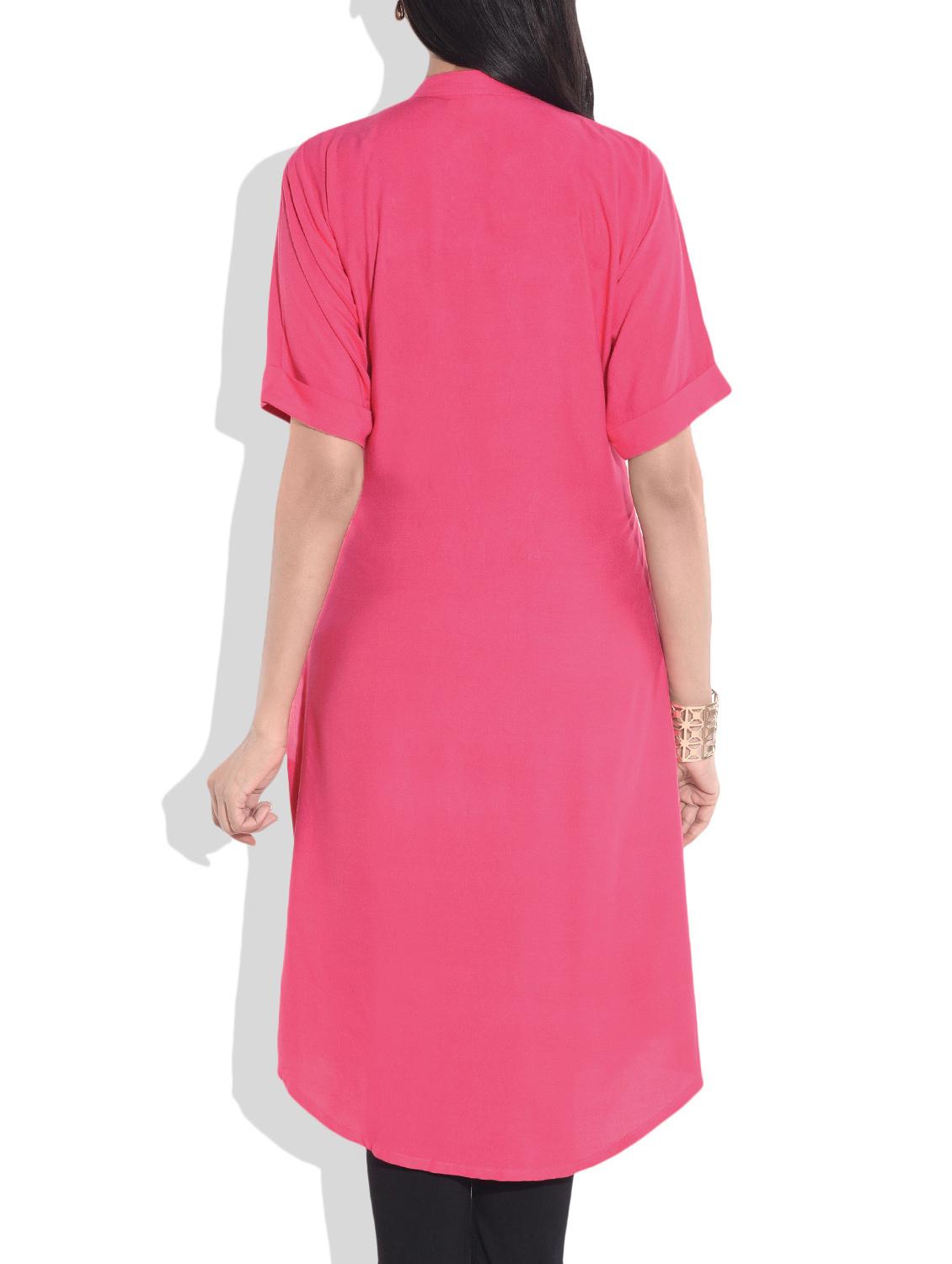 pink rayon kurti - 9657155 - Zoom Image - 3