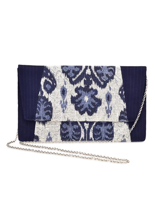 navy blue and off white floral silk and cotton sling - 9659385 - Standard Image - 1