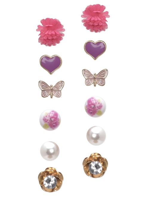 red and gold pearl beaded earrings with georgette fabric - 9662432 - Very Small Image - 1