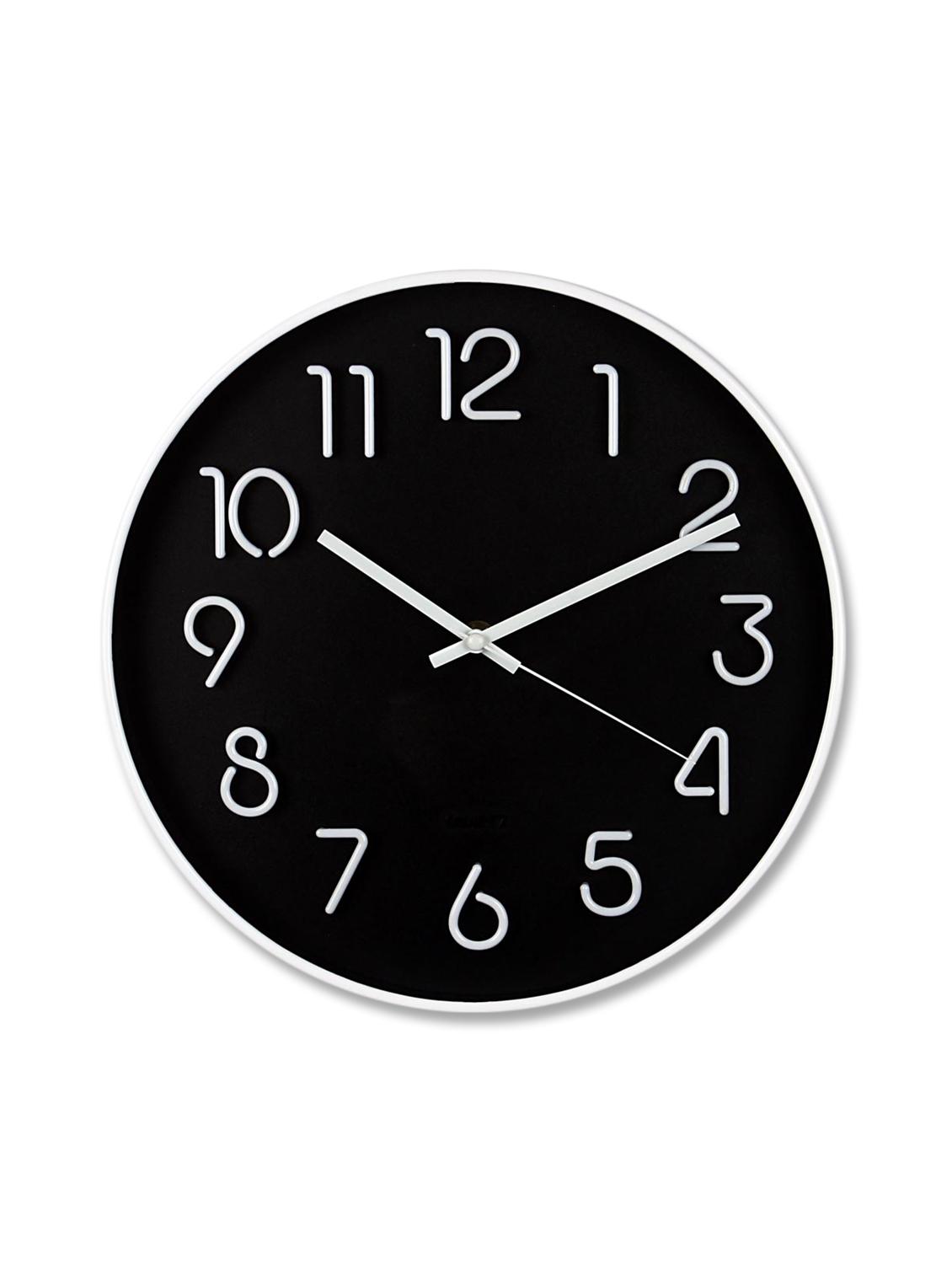 Black Plastic Analogue Wall Clock - 9662573 - Zoom Image - 1