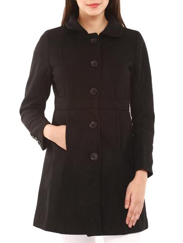 Black Woollen Coat - 9662766 - Very Small Image - 1