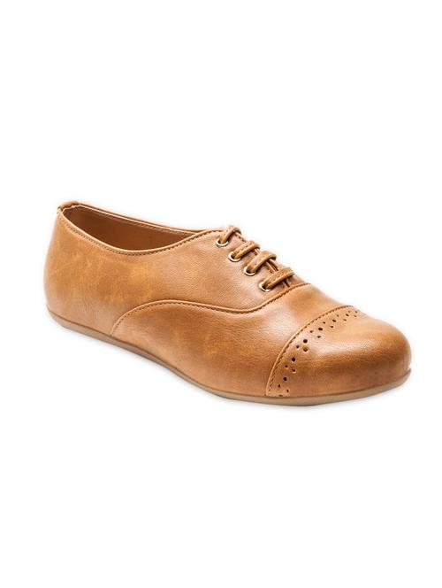 brown faux leather oxford shoes - 9668152 - Standard Image - 1