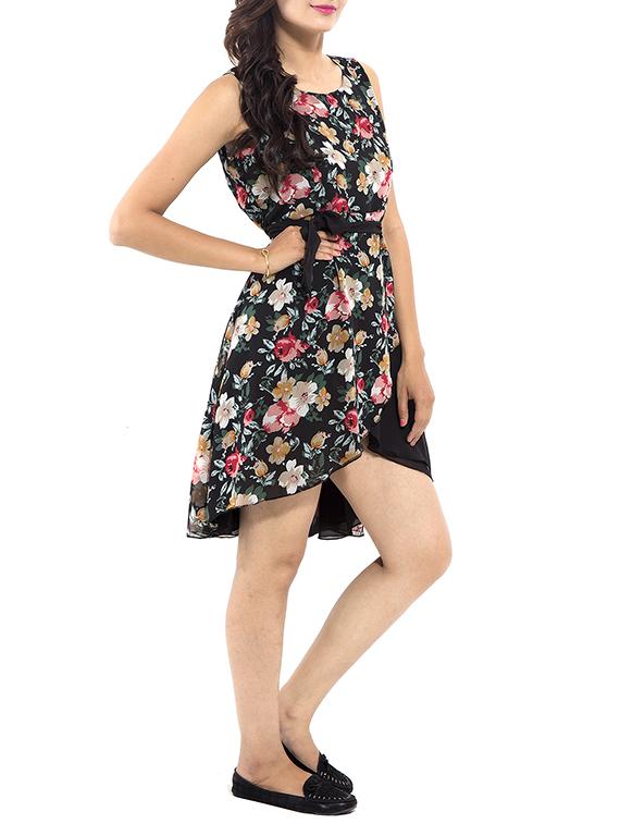 tie front floral layered dress - 9668560 - Zoom Image - 2