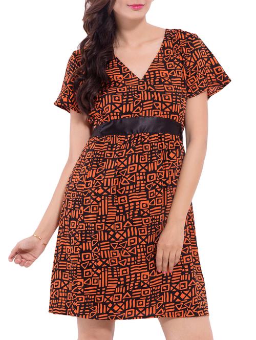 tie back printed flared dress - 9668582 - Standard Image - 1