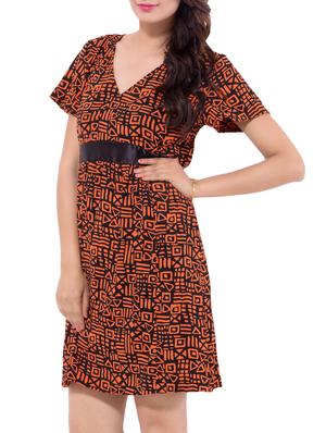tie back printed flared dress - 9668582 - Standard Image - 2