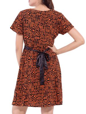 tie back printed flared dress - 9668582 - Standard Image - 3