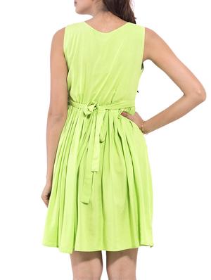 tie knot back gathered detail flared dress - 9668589 - Standard Image - 3