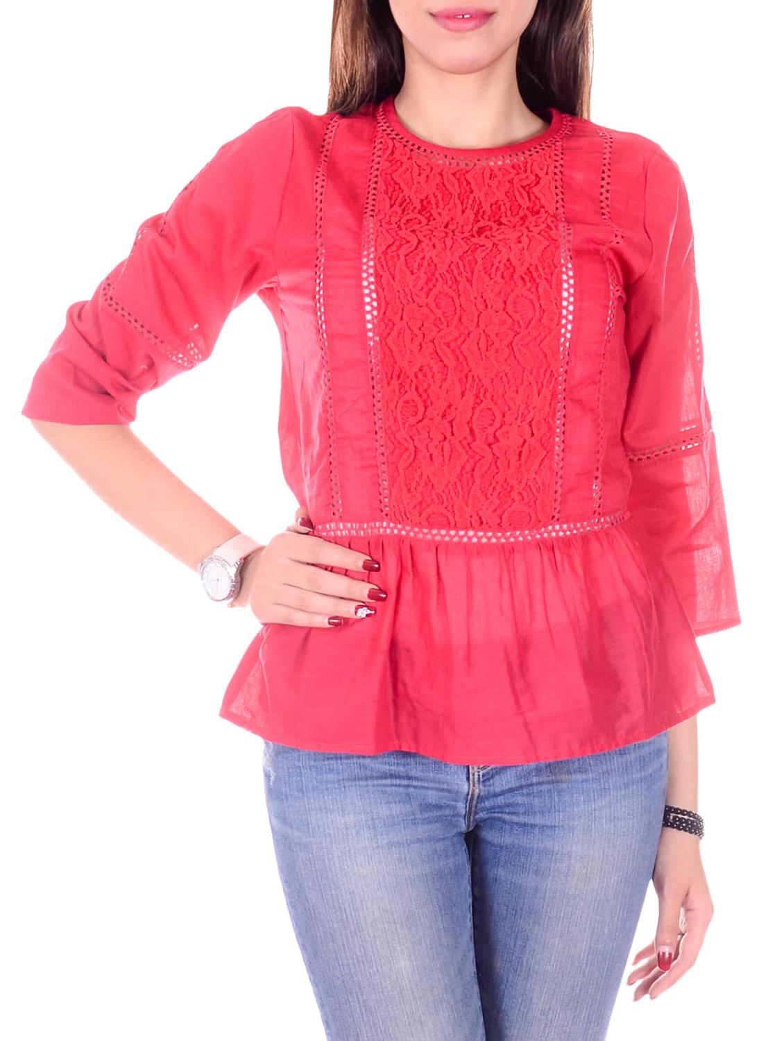 lace insert gathered top - 9668614 - Zoom Image - 1