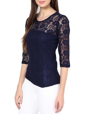 round neck self design top - 9672999 - Standard Image - 2