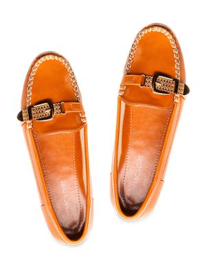 tan brown embellished faux leather loafers - 9675184 - Standard Image - 4