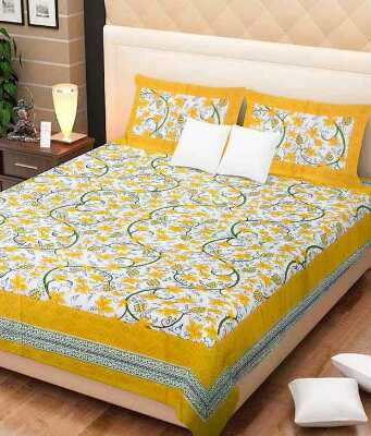 cotton jaipuri king size double bedsheet with 2 pillow cover - 9679343 - Standard Image - 1