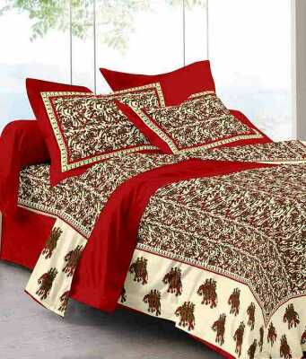 cotton jaipuri king size double bedsheet with 2 pillow cover - 9679345 - Standard Image - 1