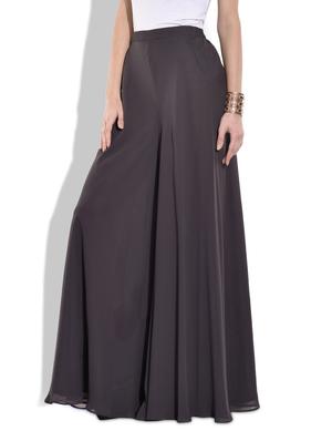 solid grey polygeorgette flare pants - 9680628 -  Standard Image - 1