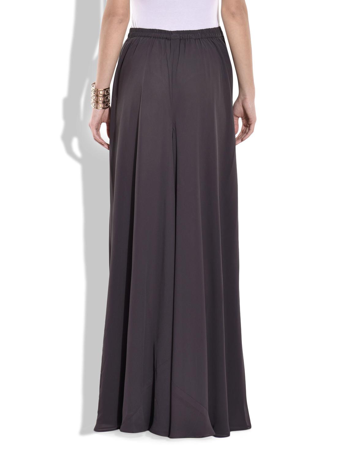 solid grey polygeorgette flare pants - 9680628 - Zoom Image - 3