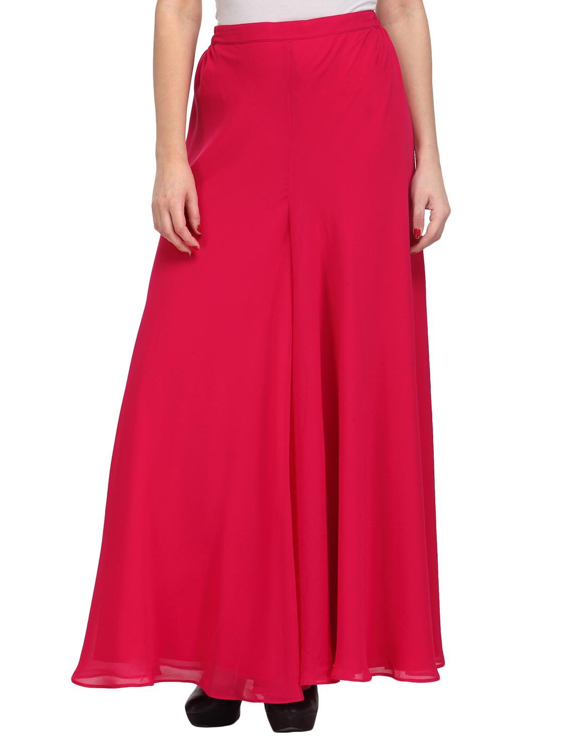 solid pink polygeorgette flare pants - 9680633 - Zoom Image - 1
