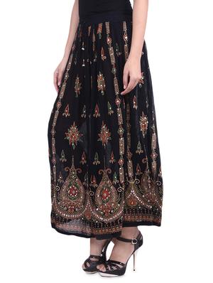 black embroidered and embellished rayon maxi skirt - 9683042 - Standard Image - 2