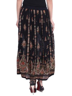 black embroidered and embellished rayon maxi skirt - 9683042 - Standard Image - 3