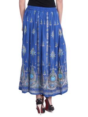 blue embroidered and embellished rayon maxi skirt - 9683043 - Standard Image - 3