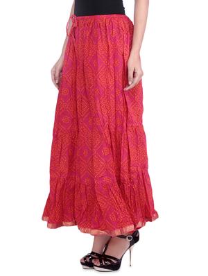 pink bandhej printed cotton maxi skirt - 9683055 - Standard Image - 2