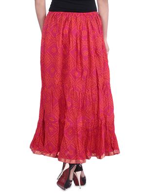 pink bandhej printed cotton maxi skirt - 9683055 - Standard Image - 3