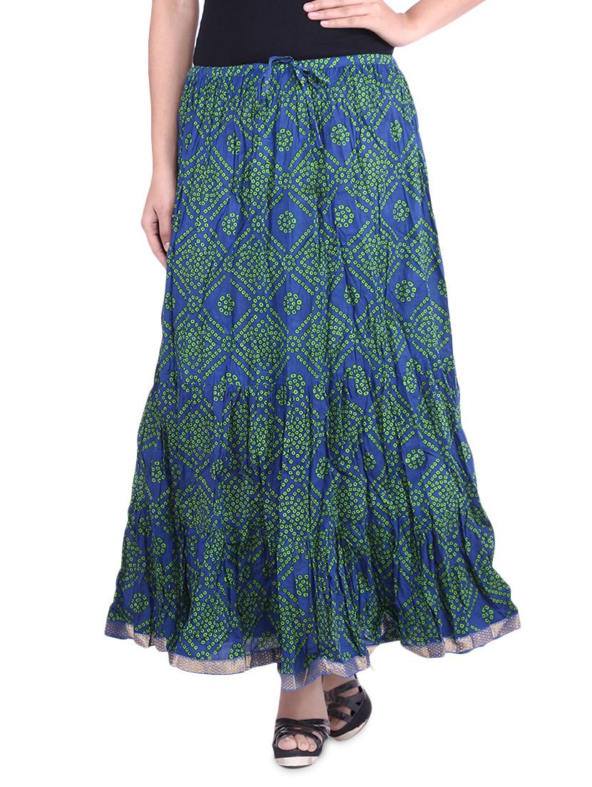 blue bandhej printed cotton maxi skirt - 9683056 - Zoom Image - 1