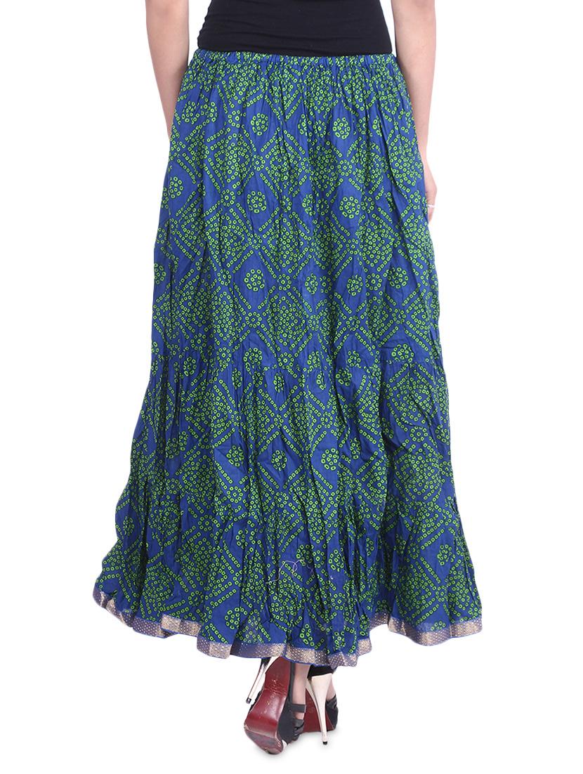 blue bandhej printed cotton maxi skirt - 9683056 - Zoom Image - 3