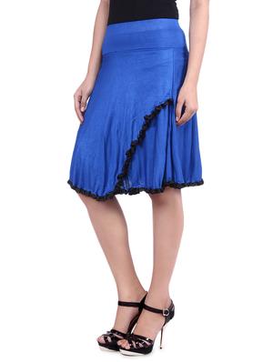royal blue knee length viscose lycra flared skirt - 9683066 - Standard Image - 2