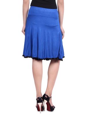 royal blue knee length viscose lycra flared skirt - 9683066 - Standard Image - 3
