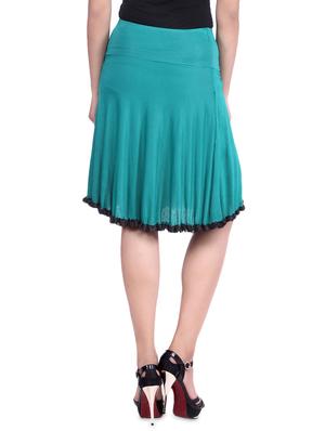 emerald green knee length viscose lycra flared skirt - 9683068 - Standard Image - 3