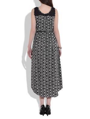 monochrome printed high low belted dress - 9684707 - Standard Image - 3