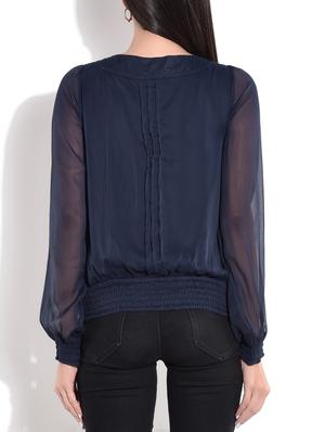 navy blue pin tuck top - 9684709 - Standard Image - 3